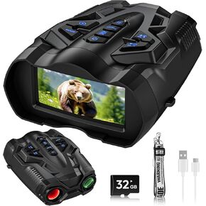 Night Vision Goggles,4K Night Vision Binoculars for Adults,3.5 Inch Screen,9 Levels IR Mode and 10X Digital Zoom for Outdoor Enthusiasts and Animal Watchers,32GB TF Card for Photos and Videos