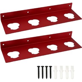 2Pcs Battery Holder for Milwaukee M12, Wall Mount Battery Storage for 4Pcs Batteries, Metal Battery Holder Organizers M12 Packout Accessories(Red)