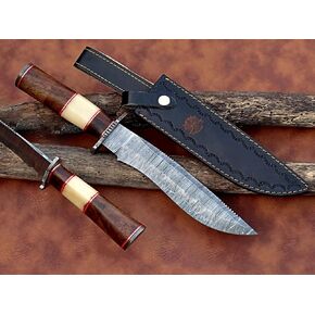 14.5 Inch Elite Damascus Skinner - 9 inch Fixed Blade with 5.5 inch handle for Hunting, Camping & Self-Defense