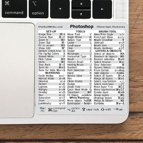 ملصق اختصار لوحة المفاتيح المرجعي السريع Adobe Photoshop من Synerlogic، فينيل مصفح بدون بقايا، لأي جهاز MacBook أو Windows PC