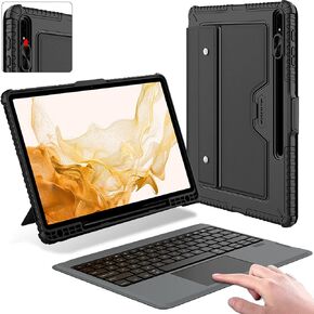 Nillkin Galaxy Tab S7 FE Keyboard Case 12.4 inch with Multi-Touch Trackpad and Camera Cover Compatible with Galaxy Tab S8 +/S7 +, Detachable Folio Keyboard Cover with S Pen Holder