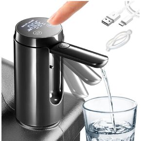 Camping Touch Control Water Pump, Compatible with Most Water Container Brands, Only for 5 Gallon,3.5, 3.2Gal, Black Portable Foldable Faucet,Type-C Rechargeable Outdoor Dispenser Accessories