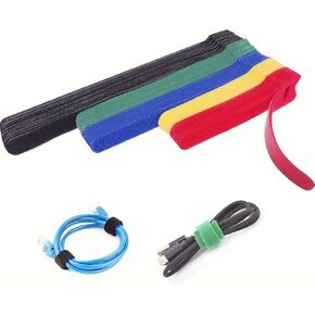 Luscinum 60Pack Reusable Fastening Cable Ties Cord Straps,Multi-Purpose Adjustable Fastening Management Organizer Kit with Hook and Loop for Office Home TV Workshop PC Desk