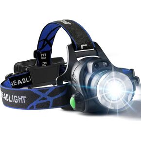 Rechargeable Headlamp,1500 Lumen High Bright Zoom LED Head Lamp,Large Battery-Powered Waterproof Headband Lamp with 4 Modes and Adjustable Headband Perfect For Outdoor Camping,Running,Cycling,Climbing