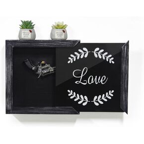 Gun Secret Concealment Furniture Decor for Pistols Handgun Wall Safe, Wooden Gun Storage Box w/Picture Frame