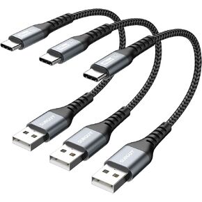 SUNGUY USB C Cable 1.5FT [3Pack] 3A USB to USB C Cable Fast Charging Data Sync Braided Compatible with iPhone 16 15 Pro/Pro Max/Plus, Samsung Galaxy S24/S23/S22, Note10/9, USB C Devices