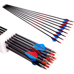 Archery Carbon Arrow 28 29 30 inch 300 340 350 400 Spine Practice Hunting Arrows for Compound Recurve Bow 12PCS