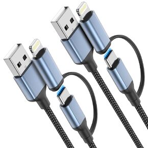 2FT iPhone Charging Cable, 2foot USB C and Lightning Cable 2-in-1 Car Play Cord for iPhone 15 2FT USB C Cable Lightning Cable 2ft for iPhone 15 14 13 12 Pro Max iPad Samsung, Google Pixel, Moto G53
