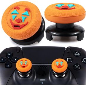 FPS Thumbstick Extender & Texture Rubber Silicone Grip Cover 2 Sets for PS5 & PS4 Controller (Joker Orange)