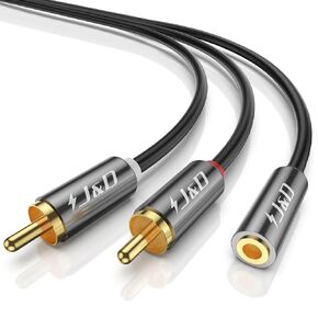 J&D 3.5mm to RCA Cable RCA to Aux Adapeter, RCA Cable Gold Plated 3.5mm Female to 2 RCA Male Stereo Audio Adapter Cable for Smartphone, MP3, Record Player, Speakers, Home Theater, 6 Feet