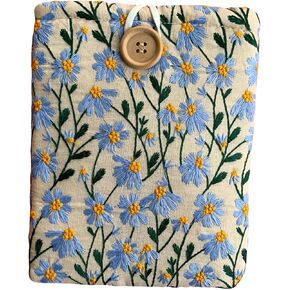 غلاف Daisy Kindle Paperwhite المطرز مقاس 6 × 8 - غلاف القارئ الإلكتروني المبطن وحافظة Kindle لحماية إضافية (أزرق بيج)