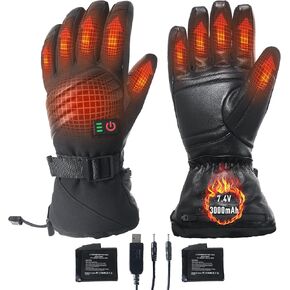 HANDLANDY Heated Gloves for Men Women Rechargeable, Waterproof Electric Heating Gloves, USB Heated Winter Gloves for Motorcycle Hunting Camping Driving Outside Work
