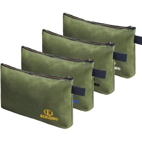 KERNOWO 4 Pack Upgrade Zipper Canvas Tool Pouch, 20 oz Heavy Duty Tool Bag, Water Resistant Utility tools Organizer, 12.75 X 8 X 2.25 inch Spacious Storage Pouches with Dependable Brass Zippers