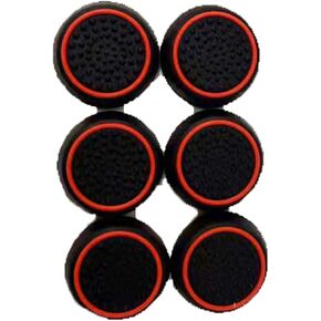 6 PCS Black with Red Controller Thumbstick Caps Replacement Silicone Touch Controller Rocker Cover for PS3 / PS4 / PS5