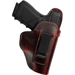 IWB Leather Holster, Genuine Leather Gun Holster for Glock 19/42/43X, Sig P365/P320/P220, Ruger LCP/LC9S/Security 9/Max 9, Taurus G2/G2C/G3C/GX4, Springfield Hellcat/XD, M&P 9mm Shield and Similar Sized Handguns