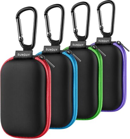 SUNGUY Earbuds Case 4Pack, Rectangle Earbuds Carrying Case, Portable Earphone Case Phone Accessories Organizer with Carabiner for Earphone, in-Ear Headphones, Earbud, SD Card, USB Charging Cable in Kuwait