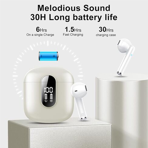Wireless Earbuds 2024 Bluetooth 5.3 Headphones with HD Mic HiFi Stereo Sound, Wireless Earphones with Dual LED Display Touch Control, IPX7 Waterproof 30H Playtime Ear Buds for iOS Android, Dunkelblau in Saudi Arabia