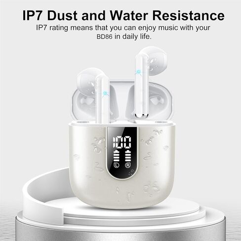 Wireless Earbuds 2024 Bluetooth 5.3 Headphones with HD Mic HiFi Stereo Sound, Wireless Earphones with Dual LED Display Touch Control, IPX7 Waterproof 30H Playtime Ear Buds for iOS Android, Dunkelblau in Saudi Arabia
