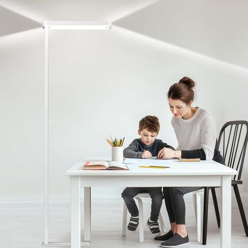 EMITEVER LED Floor Lamp, 60W Full-Spectrum Eye-Care Standing Light, 72.8" Dimmable Reading Lamp for Study Rooms, Living Rooms, Dental Offices and Conference Lighting, 4000K Natural Daylight, White in Kuwait