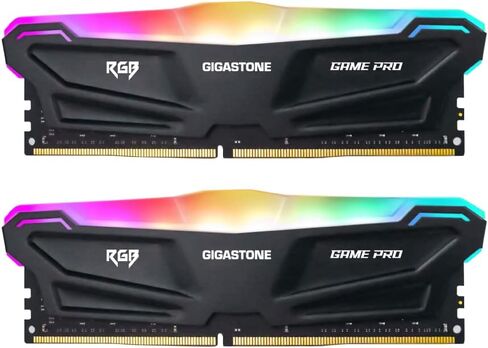 【RGB DDR4 RAM】 GIGSASTONE Game PRO 32GB Kit (2x16GB) DDR4-3200MHz PC4-25600 CL16-20-20-40 Intel XMP 2.0 AMD Ryzen 1.35V UDIMM 288 Pin ذاكرة سطح المكتب للألعاب عالية الأداء غير ECC - أسود in Saudi Arabia