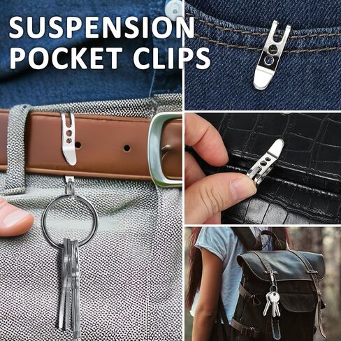 Molain 2Pcs Pocket Bag Suspension Clip with Keychain, Zinc Alloy Bag Waist Belt Hanging Clip Key Buckles Portable Pocket Clip in Saudi Arabia