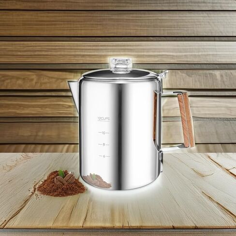 MEREZA Camping Coffee Pot Stovetop Coffee Maker Percolator Campfire Coffee Pot Stainless Steel Coffee Pot Camping Outdoors Home 9 Cup No Aluminum & Plastic Fast Brew in Kuwait