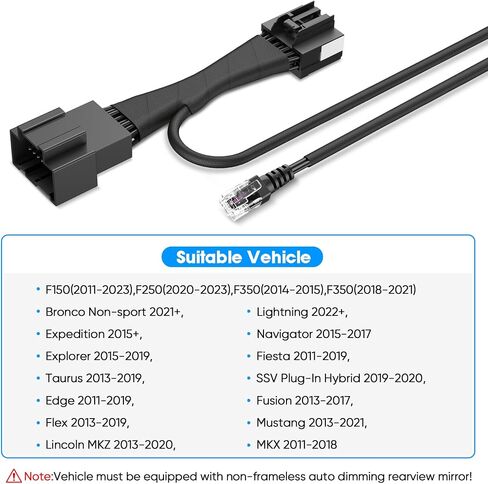 Radar Detector Power Adapter,RJ11 Plug,Compatible with Ford Bronco, F150 and More(16P TypeA),Connects to Rearview Mirror,Radar Dash Cam Charger Adapter Cable,Clean Install in Saudi Arabia