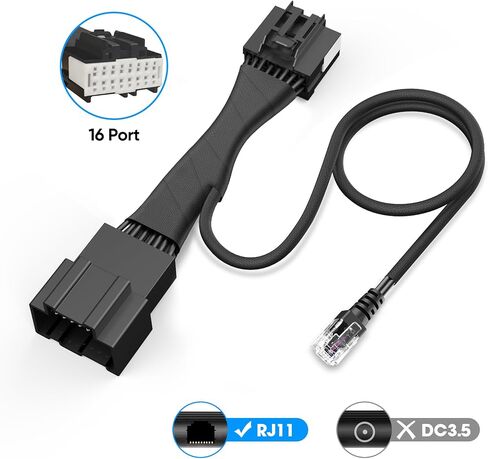 Radar Detector Power Adapter,RJ11 Plug,Compatible with Ford Bronco, F150 and More(16P TypeA),Connects to Rearview Mirror,Radar Dash Cam Charger Adapter Cable,Clean Install in Saudi Arabia