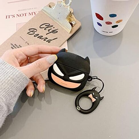 for AirPods Pro Case Cover, Cartoon Soft Silicone Protective Case for Apple AirPod Pro 2nd/1st Generation for Women Men, Cute AirPods Pro 2/Pro Case with Keychain (Black 1) in Saudi Arabia