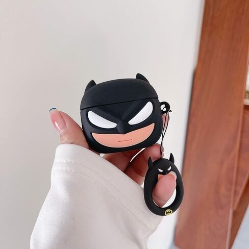 for AirPods Pro Case Cover, Cartoon Soft Silicone Protective Case for Apple AirPod Pro 2nd/1st Generation for Women Men, Cute AirPods Pro 2/Pro Case with Keychain (Black 1) in Saudi Arabia