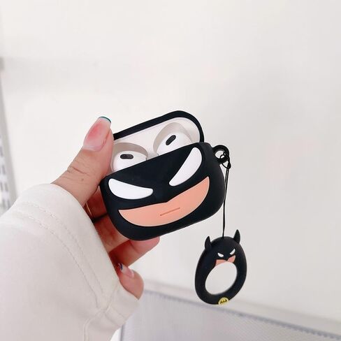 for AirPods Pro Case Cover, Cartoon Soft Silicone Protective Case for Apple AirPod Pro 2nd/1st Generation for Women Men, Cute AirPods Pro 2/Pro Case with Keychain (Black 1) in Saudi Arabia