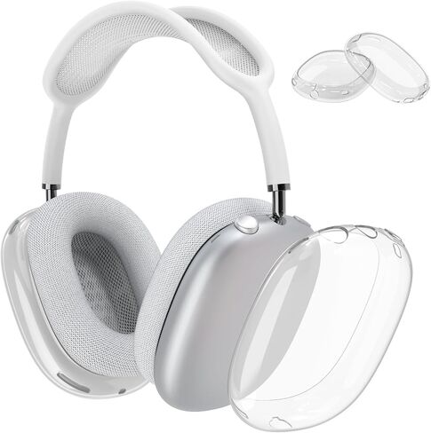 Case Cover for AirPods Max Headphones, Clear Soft TPU Earcup Cover for AirPods Max, Anti-Scratch Transparent Accessories Skin Protector for Apple AirPods Max New USB-C (2024), Clear in Saudi Arabia