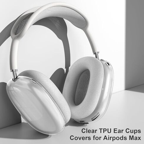 Case Cover for AirPods Max Headphones, Clear Soft TPU Earcup Cover for AirPods Max, Anti-Scratch Transparent Accessories Skin Protector for Apple AirPods Max New USB-C (2024), Clear in Saudi Arabia