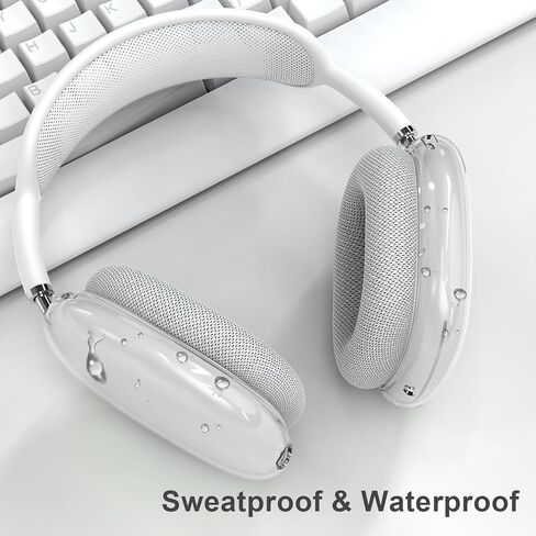 Case Cover for AirPods Max Headphones, Clear Soft TPU Earcup Cover for AirPods Max, Anti-Scratch Transparent Accessories Skin Protector for Apple AirPods Max New USB-C (2024), Clear in Saudi Arabia