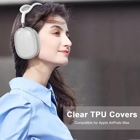 Case Cover for AirPods Max Headphones, Clear Soft TPU Earcup Cover for AirPods Max, Anti-Scratch Transparent Accessories Skin Protector for Apple AirPods Max New USB-C (2024), Clear in Saudi Arabia