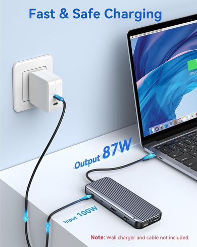محطة إرساء USB C 3 شاشات، محور LIONWEI USB C إلى 3 محطة إرساء HDMI شاشة ثلاثية مع USB C/A 3.1،100 واط PD، إيثرنت، منافذ صوت لـ Dell/HP/Lenovo/MacBook in Kuwait
