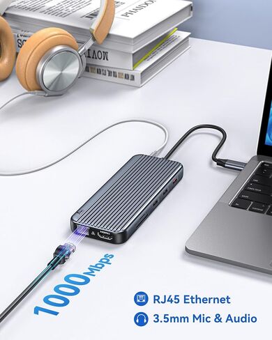 محطة إرساء USB C 3 شاشات، محور LIONWEI USB C إلى 3 محطة إرساء HDMI شاشة ثلاثية مع USB C/A 3.1،100 واط PD، إيثرنت، منافذ صوت لـ Dell/HP/Lenovo/MacBook in Kuwait