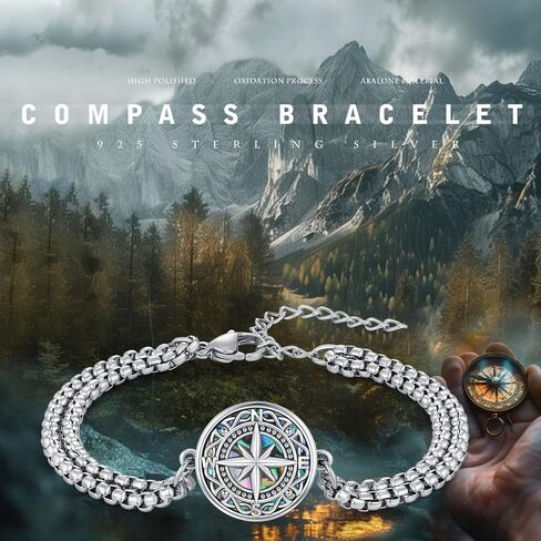 Compass Bracelet for Women 925 Sterling Silver Compass Bracelet for Graduation Cetic Compass Jewelry Bracelet for Women in Kuwait