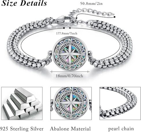Compass Bracelet for Women 925 Sterling Silver Compass Bracelet for Graduation Cetic Compass Jewelry Bracelet for Women in Kuwait