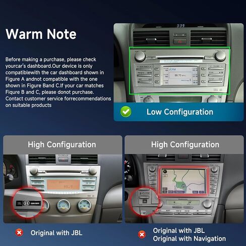 Carplay اللاسلكي لسيارة Toyota Camry 2006 2007 2008 2009 2010 2011 Android Car Stereo، Android Auto MirrorLink، شاشة لمس 9 بوصة 1080P IPS بلوتوث GPS HiFi 16EQ RCA FM Radio SWC WiFi AHD كاميرا احتياطية in Saudi Arabia