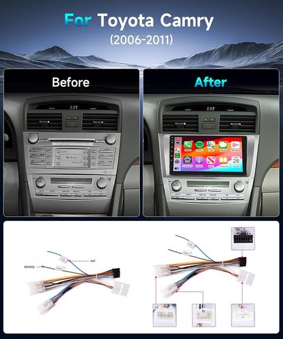 Carplay اللاسلكي لسيارة Toyota Camry 2006 2007 2008 2009 2010 2011 Android Car Stereo، Android Auto MirrorLink، شاشة لمس 9 بوصة 1080P IPS بلوتوث GPS HiFi 16EQ RCA FM Radio SWC WiFi AHD كاميرا احتياطية in Saudi Arabia