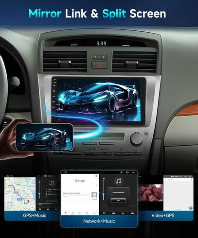 Carplay اللاسلكي لسيارة Toyota Camry 2006 2007 2008 2009 2010 2011 Android Car Stereo، Android Auto MirrorLink، شاشة لمس 9 بوصة 1080P IPS بلوتوث GPS HiFi 16EQ RCA FM Radio SWC WiFi AHD كاميرا احتياطية in Saudi Arabia