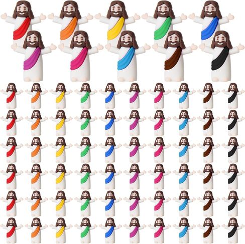 30 Pcs Little Jesus Figurine Miniature Jesus Doll Tiny Jesus Figurine to Hide and Seek Classic Religious Gifts Christ Savior Jesus for Sunday Easter Eggs Stuffers Baptism Gift (30, Red) in Kuwait
