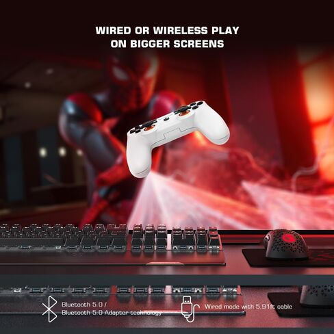 وحدة تحكم لاسلكية GameSir T3s للتبديل، نوافذ الكمبيوتر الشخصي، وحدة تحكم بلوتوث مع وظيفة توربو، صدمة مزدوجة، 25 ساعة من وقت اللعب لأجهزة Android/iPhone/Android TV Box/الكمبيوتر اللوحي (أبيض) in Kuwait