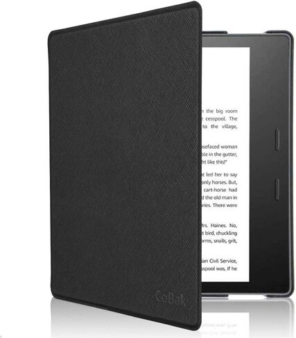 حافظة CoBak لجهاز Kindle Oasis الجيل العاشر والتاسع، غطاء ذكي من جلد البولي يوريثان الفاخر مقاس 7 بوصات مع ميزة التنبيه التلقائي للنوم لجهاز Kindle Oasis، مقاس نحيف، أسود in Saudi Arabia