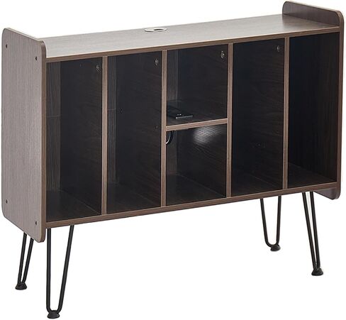 Alessing Large Record Player Stand, Record Player Stand with Vinyl Storage, Mid-Century Record Player Table with 6 Cabinet Holds Up to 200 Albums for Living Room Bedroom Office, Walnut Brown in Saudi Arabia