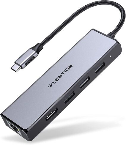 LENTION USB C Hub with a Gigabit Ethernet Port, 4K HDMI Display, 3 USB-A USB 3.0 Ports for MacBook Pro, MacBook Air, Dell, Lenovo, HP Laptops and More, Stable Driver Certified (C25, Space Gray) in Saudi Arabia