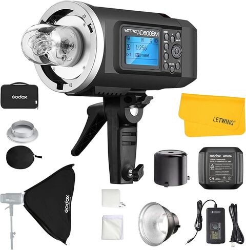 Godox AD600BM Outdoor Flash Strobe Light, 600Ws Bowens Mount Flash Monolight, 2.4G Wireless X System, GN87 1/8000 HSS Portable Lamp, with Godox AD-R6 Standard Reflector, 80cmX80cm /32"X32"Softbox in Saudi Arabia