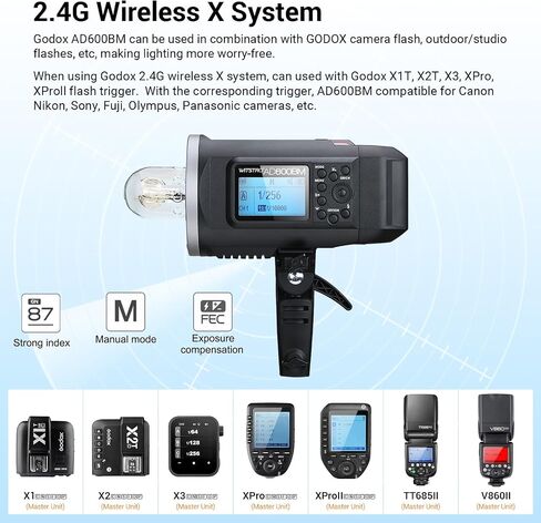 Godox AD600BM Outdoor Flash Strobe Light, 600Ws Bowens Mount Flash Monolight, 2.4G Wireless X System, GN87 1/8000 HSS Portable Lamp, with Godox AD-R6 Standard Reflector, 80cmX80cm /32"X32"Softbox in Saudi Arabia