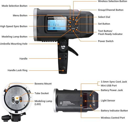 Godox AD600BM Outdoor Flash Strobe Light, 600Ws Bowens Mount Flash Monolight, 2.4G Wireless X System, GN87 1/8000 HSS Portable Lamp, with Godox AD-R6 Standard Reflector, 80cmX80cm /32"X32"Softbox in Saudi Arabia